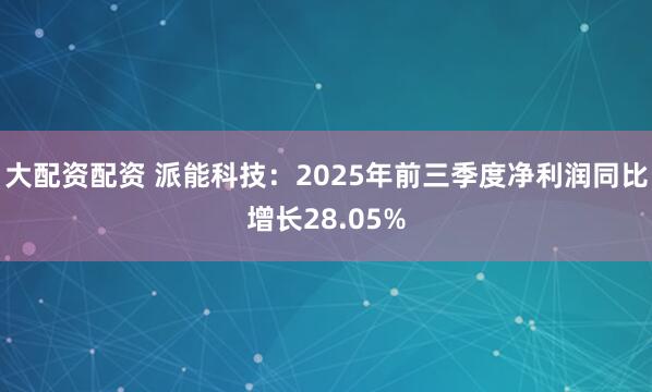 大配资配资 派能科技：2025年前三季度净利润同比增长28.05%